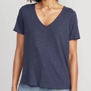 Old Navy Luxe V-Neck Ribbed Slub-Knit T-Shirt for Women - L